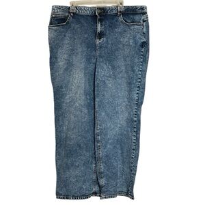 D/C jeans womens curvy size 24 acid wash style wide leg stretch blue denim pants